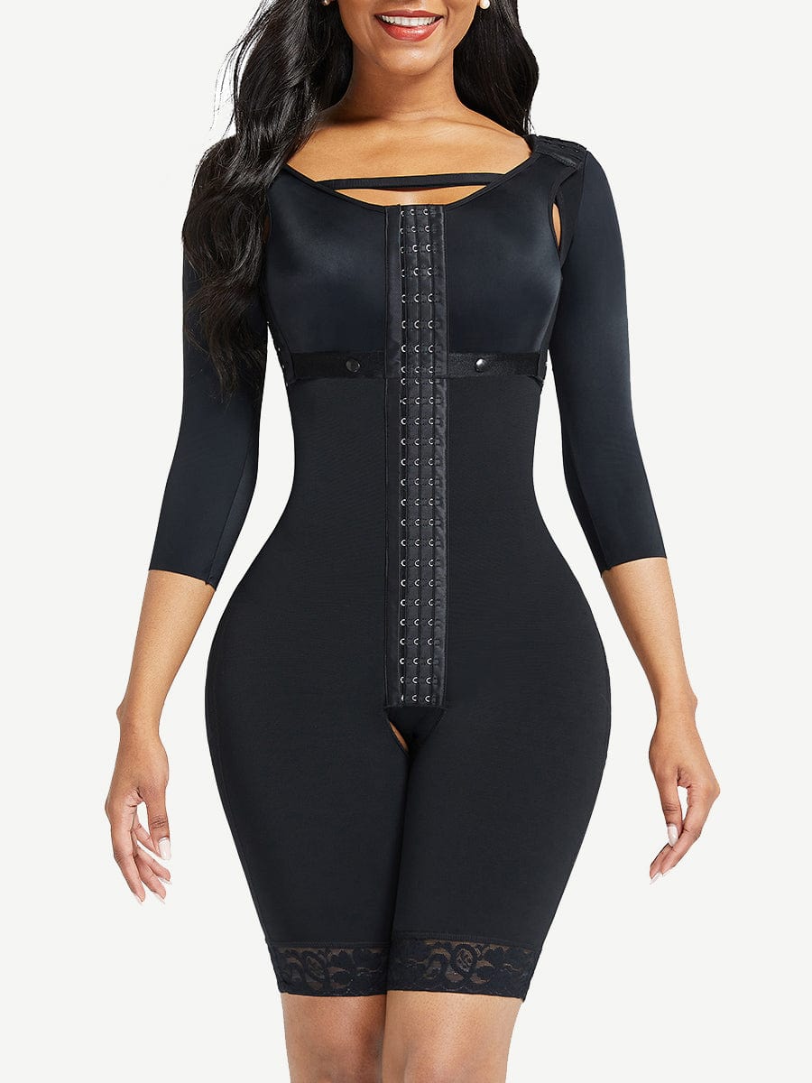 Snatched Full Body Faja Lace Trim Sleeves