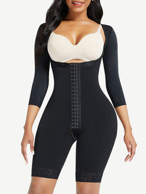 Snatched Full Body Faja Lace Trim Sleeves