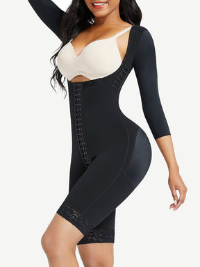 Snatched Full Body Faja Lace Trim Sleeves