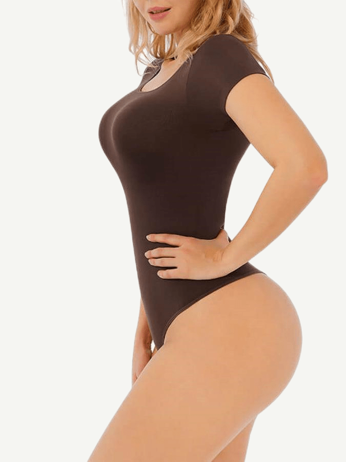 Body de tanga sin costuras de manga corta Snatched