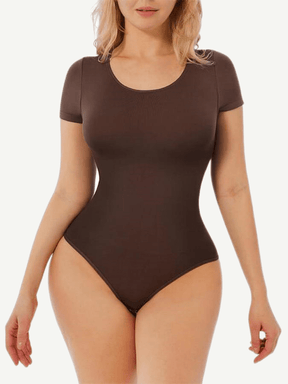 Body de tanga sin costuras de manga corta Snatched