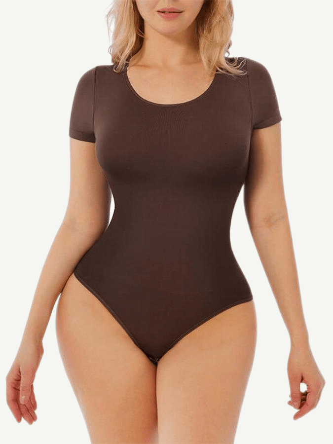 Body de tanga sin costuras de manga corta Snatched