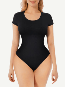 Body de tanga sin costuras de manga corta Snatched