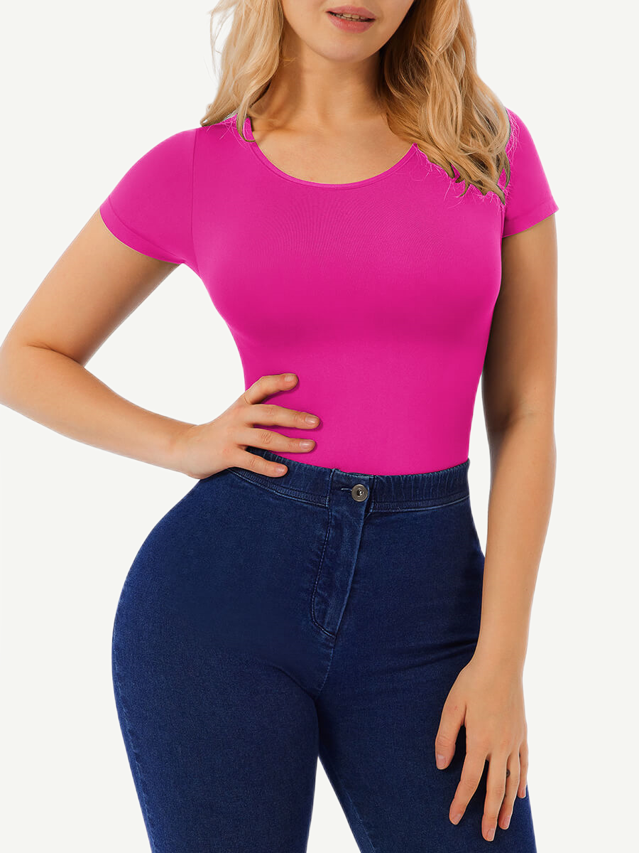 Body de tanga sin costuras de manga corta Snatched