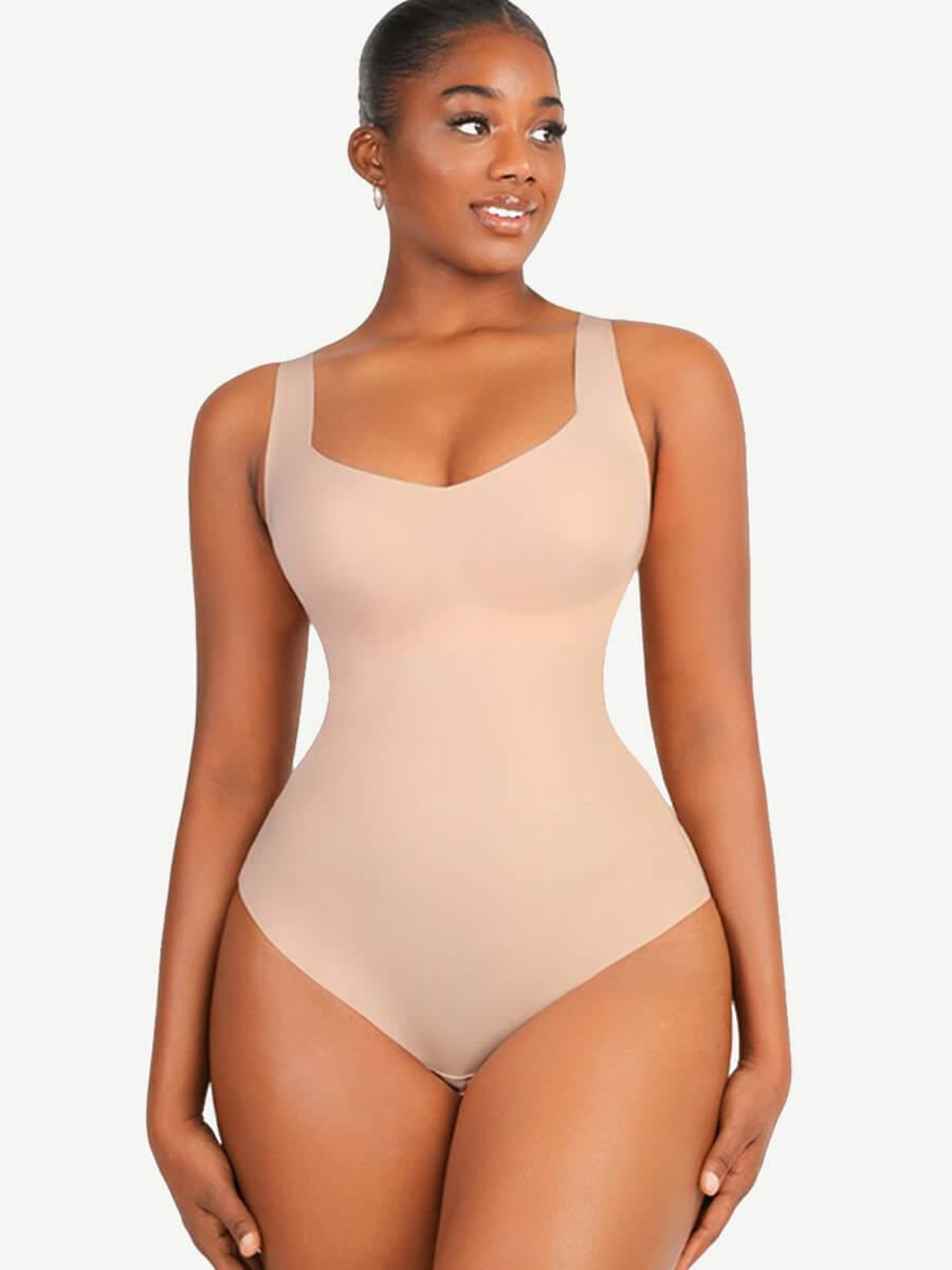 Body 3 en 1 sin costuras con cuello en V y control medio