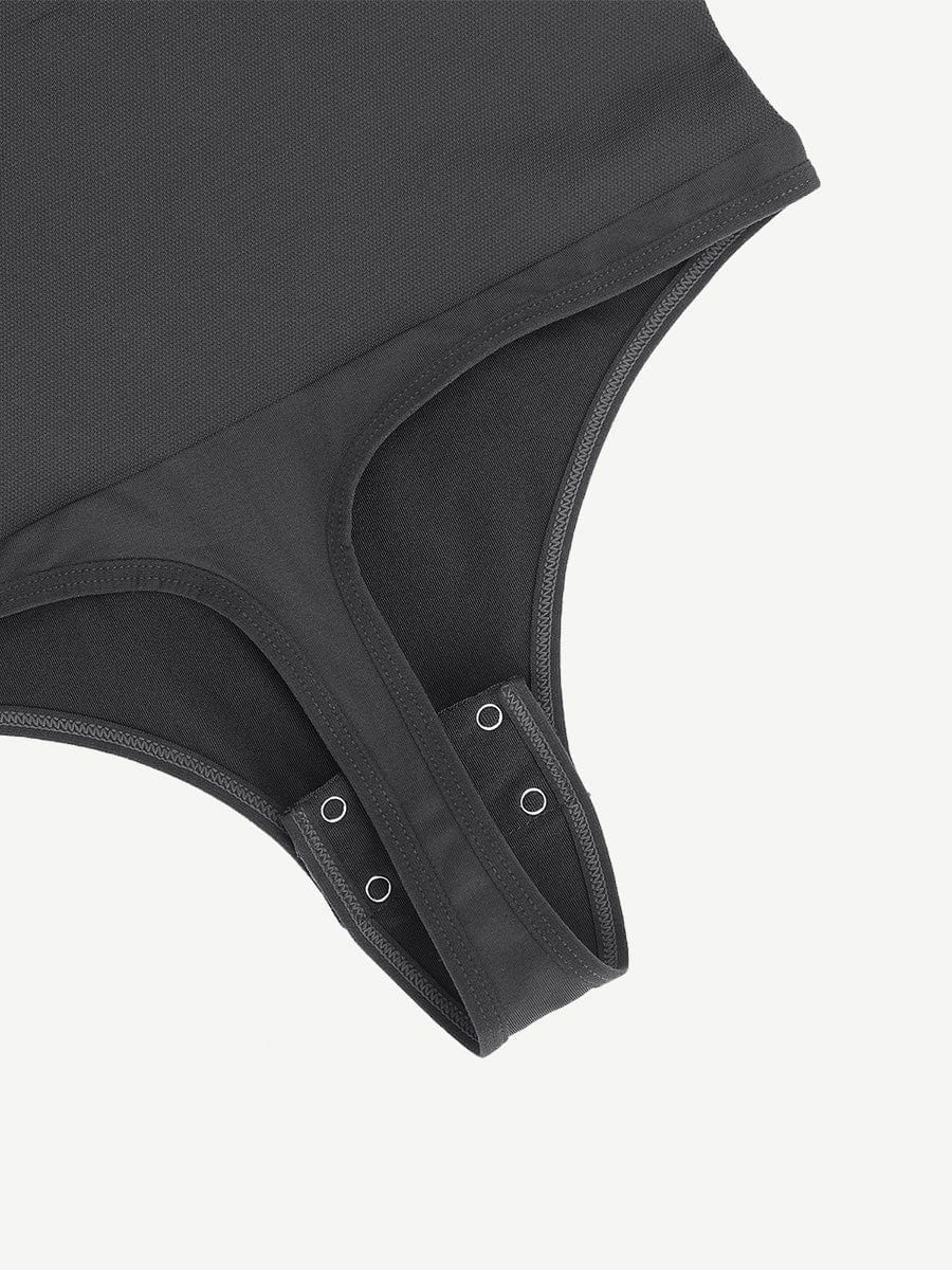 Body de tanga de manga larga con escote cuadrado y sin costuras, con cintura alisada de 360°