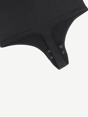 Body de tanga sin costuras de manga larga con cuello diagonal y abertura