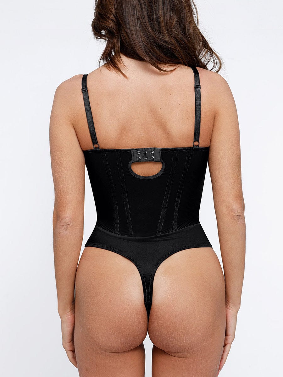 Body de tanga con escote pronunciado y estructura de acero de Snatched