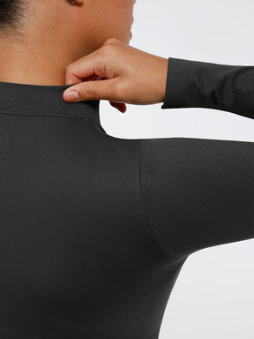 Body de tanga sin costuras con cremallera frontal y mangas largas
