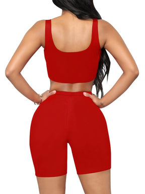 Snatched Cropped Sports Top And Shorts