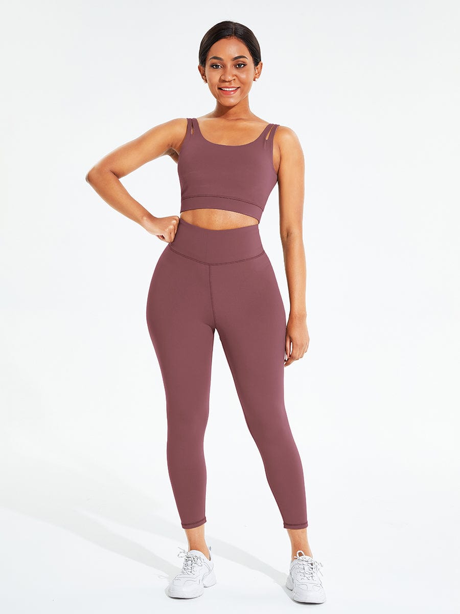Snatched Seamless Sports Set Bra And High Waist Leggings