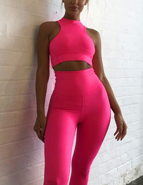 Snatched Zipper Back Tank Set High Waist