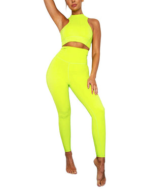 Snatched Zipper Back Tank Set High Waist