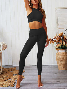 Snatched Zipper Back Tank Set High Waist