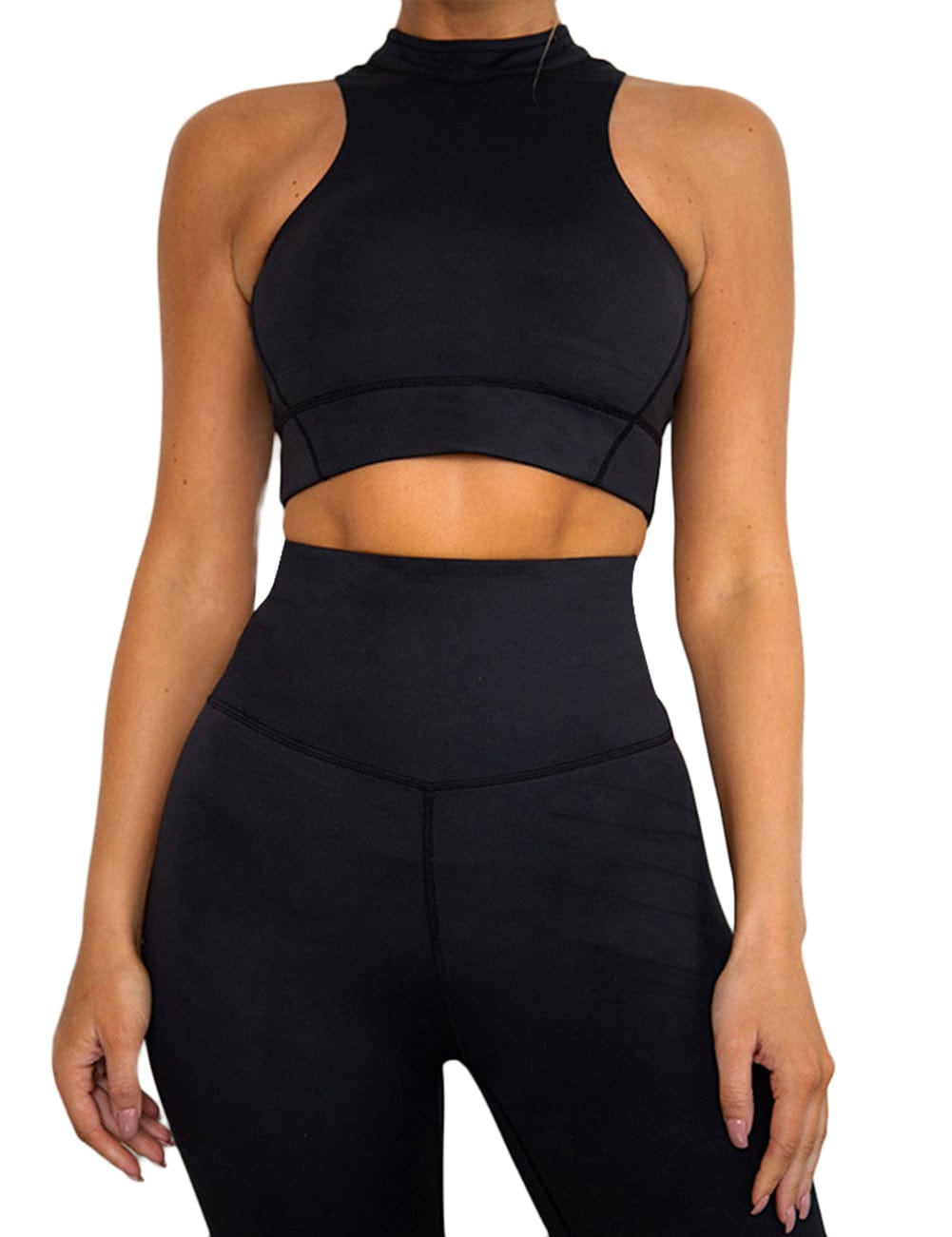 Snatched Zipper Back Tank Set High Waist
