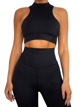 Snatched Zipper Back Tank Set High Waist