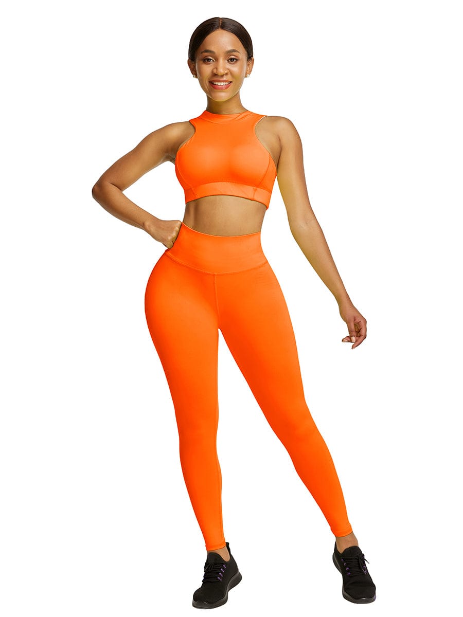 Snatched Zipper Back Tank Set High Waist