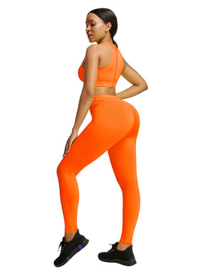 Snatched Zipper Back Tank Set High Waist