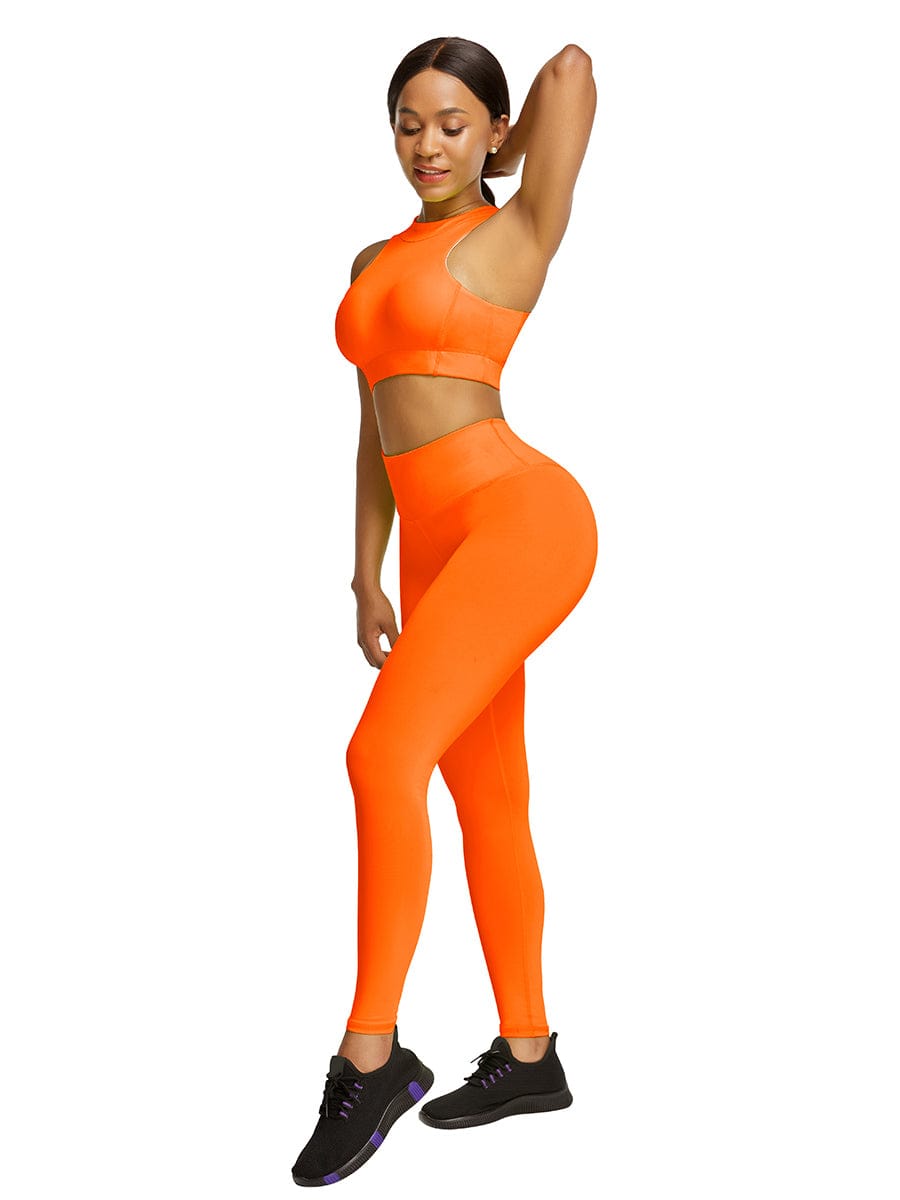 Snatched Zipper Back Tank Set High Waist