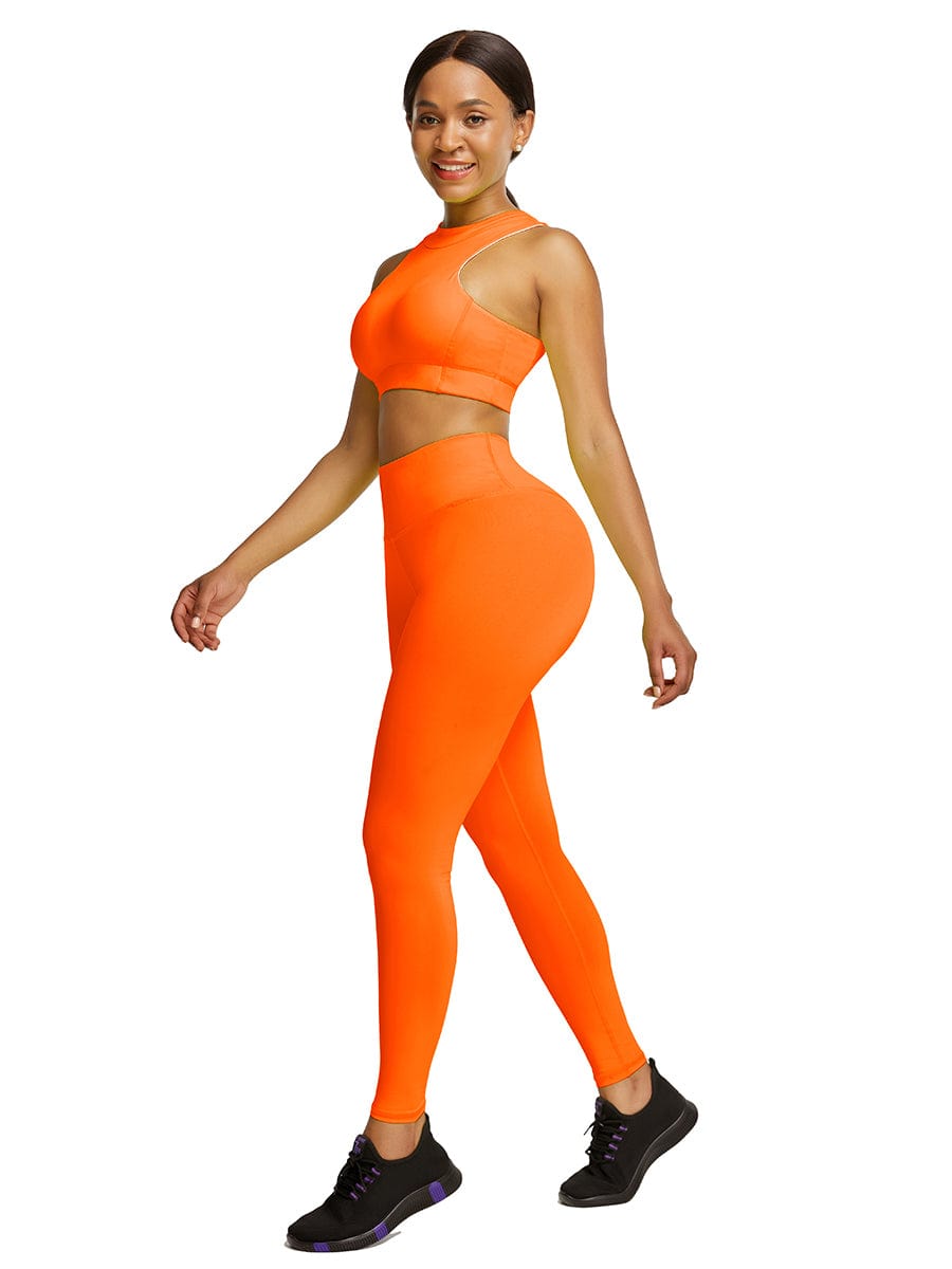 Snatched Zipper Back Tank Set High Waist