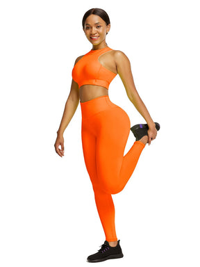 Snatched Zipper Back Tank Set High Waist