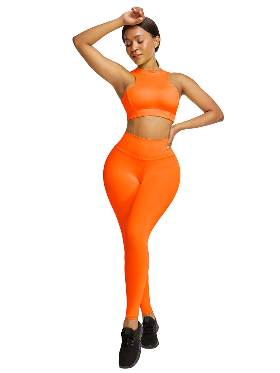 Snatched Zipper Back Tank Set High Waist