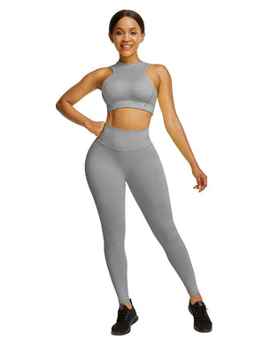 Snatched Zipper Back Tank Set High Waist