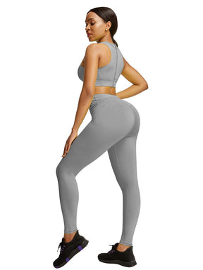 Snatched Zipper Back Tank Set High Waist