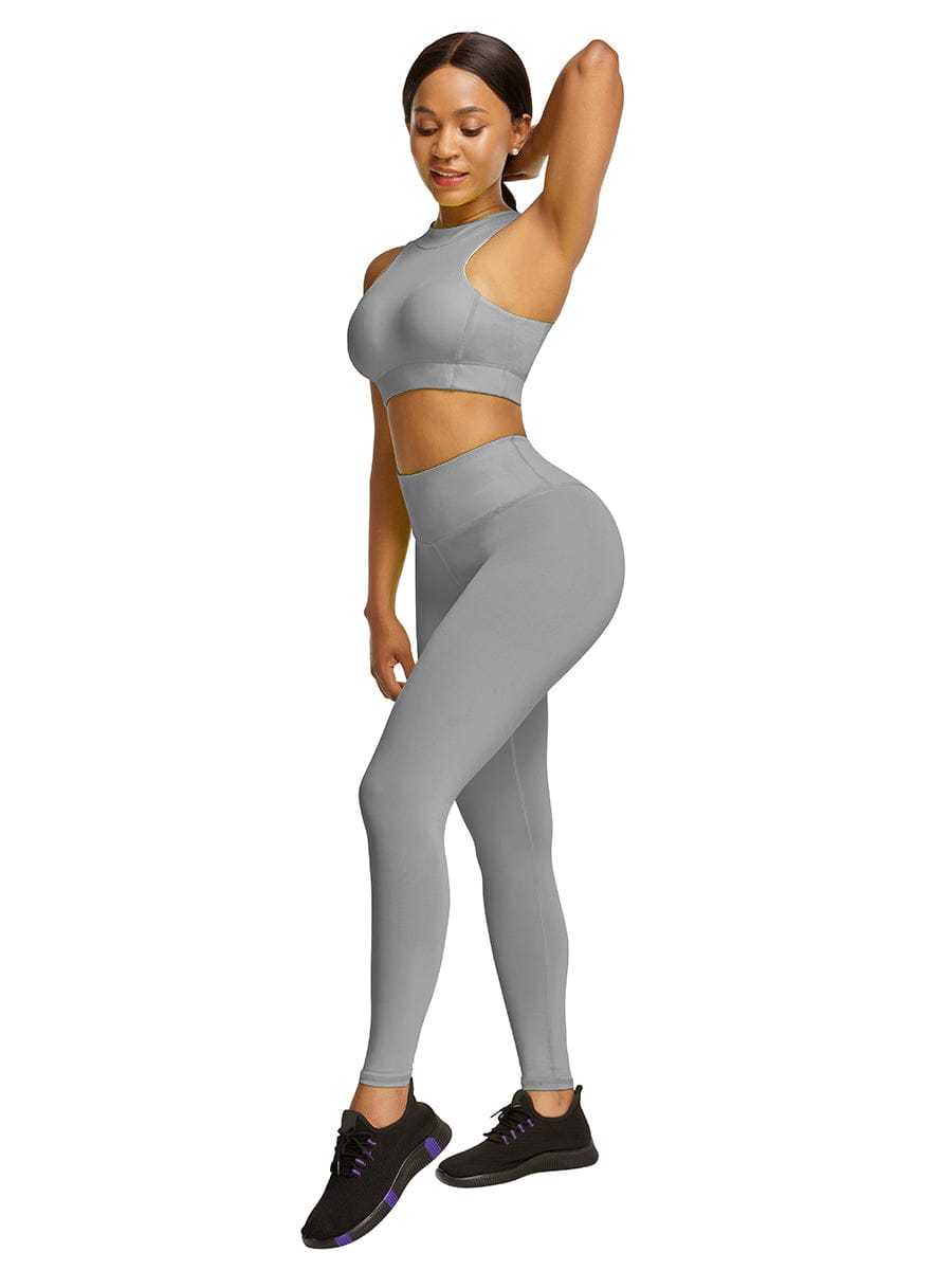 Snatched Zipper Back Tank Set High Waist