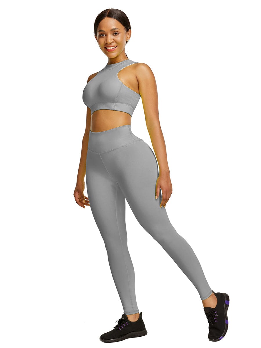 Snatched Zipper Back Tank Set High Waist
