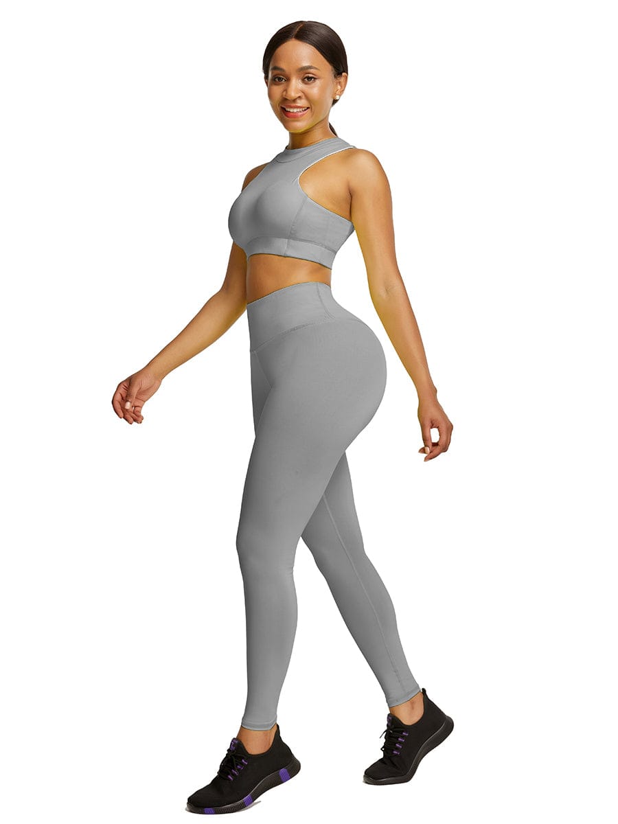 Snatched Zipper Back Tank Set High Waist