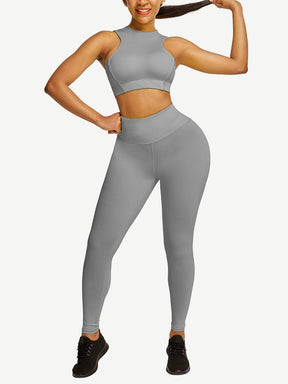 Snatched Zipper Back Tank Set High Waist
