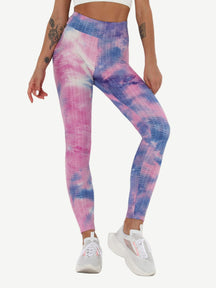 Snatched Tie Dye Gym Leggings Ankle High Waist