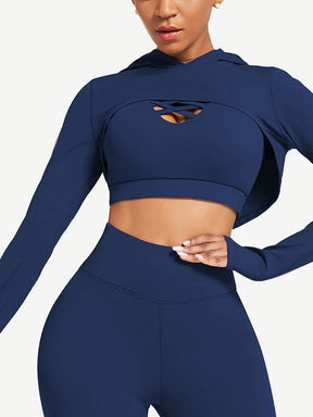 Snatched Hooded Running Crop Top Removable Pads