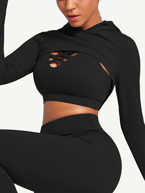 Snatched Hooded Running Crop Top Removable Pads