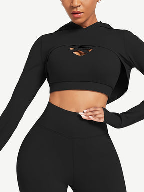 Snatched Hooded Running Crop Top Removable Pads