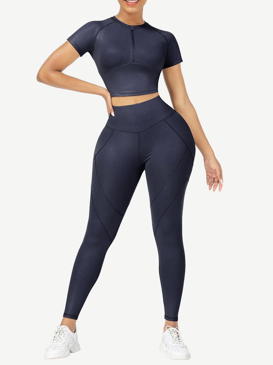 Snatched Short Sleeve Yoga Set High Waist