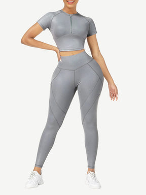 Snatched Short Sleeve Yoga Set High Waist