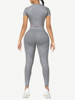 Snatched Short Sleeve Yoga Set High Waist