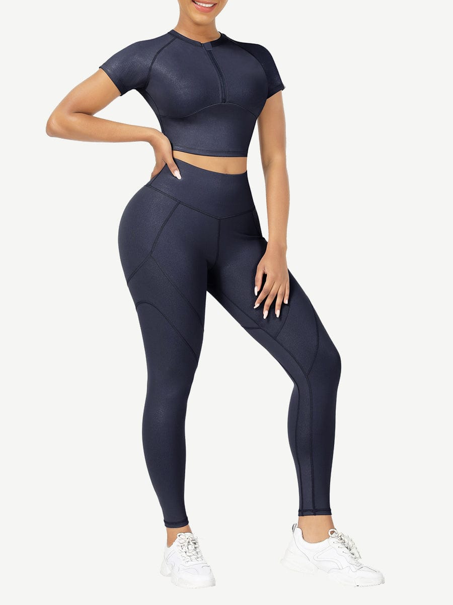 Snatched Short Sleeve Yoga Set High Waist