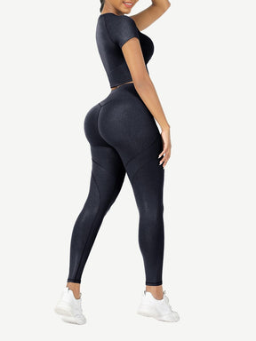 Snatched Short Sleeve Yoga Set High Waist
