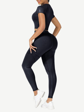 Snatched Short Sleeve Yoga Set High Waist