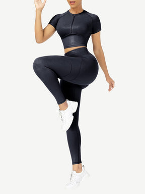 Snatched Short Sleeve Yoga Set High Waist