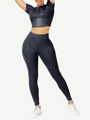 Snatched Short Sleeve Yoga Set High Waist