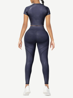 Snatched Short Sleeve Yoga Set High Waist