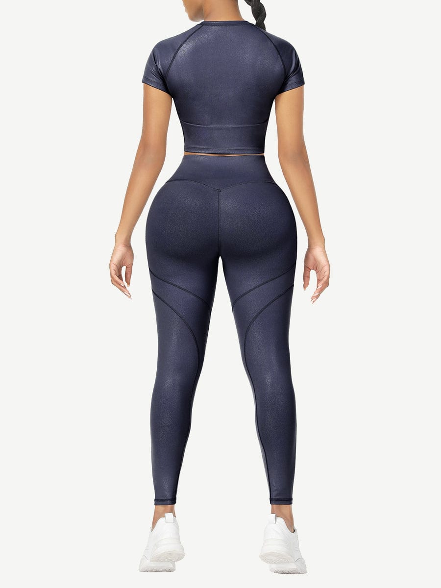 Snatched Short Sleeve Yoga Set High Waist