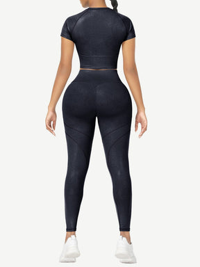 Snatched Short Sleeve Yoga Set High Waist