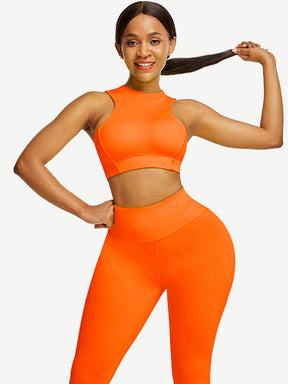 Snatched Zipper Back Tank Set High Waist