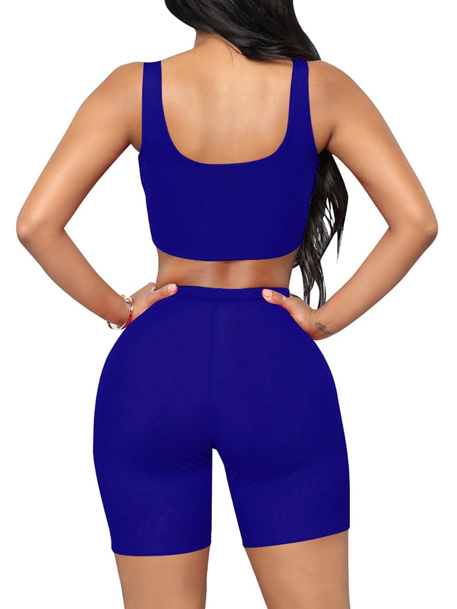 Snatched Plus Size Tank And Shorts Set Two In One