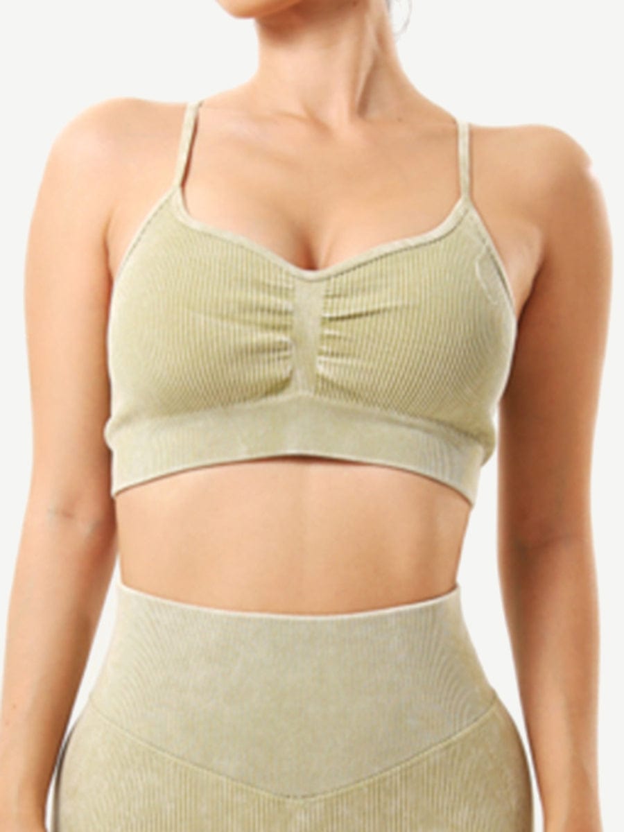 Snatched Seamless Ribbed Sports Bra Sweetheart Neckline